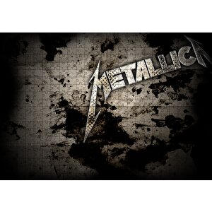 Metallica Efsanevi Yazı Kirli Arka Plan Puzzle Yapboz Mdf Ahşap 500 Parça