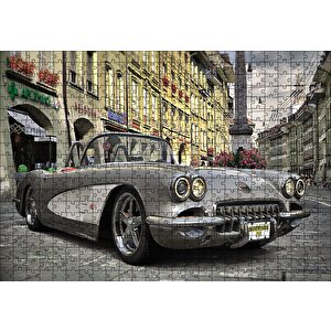 1958 Vintage Corvette Otomobil Puzzle Yapboz Mdf Ahşap 500 Parça