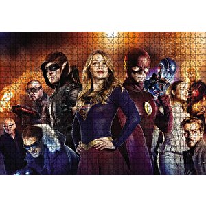 Supergirl Arrow Flash Görsel Puzzle Yapboz Mdf Ahşap 1000 Parça