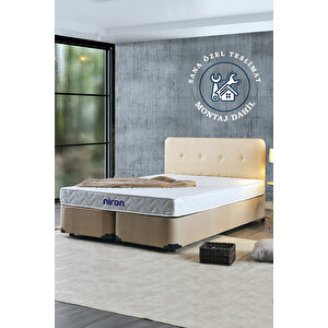 Luna Baza Başlık Yatak Takımı - 140x190 Cm Çift Kişilik Ortopedik Yatak Seti Sağlamlaştırılmış Baza