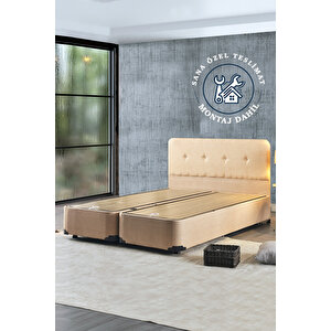 Luna Baza Başlık Yatak Takımı - 150x200 Cm Çift Kişilik Ortopedik Yatak Seti Sağlamlaştırılmış Baza