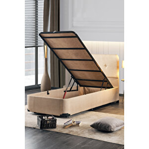 Luna Baza Başlık Yatak Seti - 80x180 Cm Tek Kişilik Ortopedik Set Sağlamlaştırılmış Sandıklı Baza