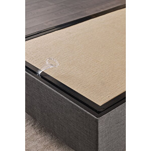 Silver Yatak Baza Başlık Seti 90x190 Tek Kişilik Full Ortopedik Yatak Gri Keten Baza Ve Başlık