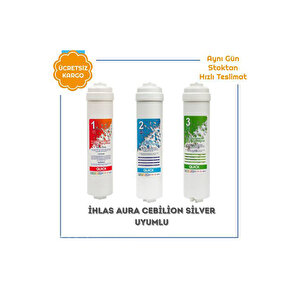 İhlas Aura Cebilon Silver Su Arıtma Cihazı Uyumlu 3lü Filtre Set (6 Adet Dirsek Hediyeli)