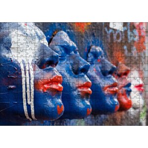 Duvarda Yüz Büstleri Puzzle Yapboz Mdf Ahşap 255 Parça