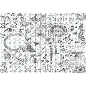 Formüller Bilimsel Çizim Eskizleri Puzzle Yapboz Mdf Ahşap 255 Parça