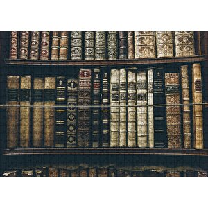 Kütüphane Rafında Ciltli Kitaplar Puzzle Yapboz Mdf Ahşap 500 Parça