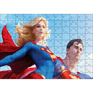 Süpermen Ve Süper Kız Puzzle Yapboz Mdf Ahşap 120 Parça