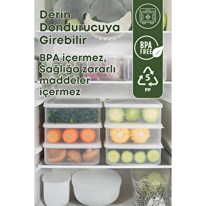 6 Adet Dikdörtgen Erzak Saklama Kabı Seti 3,5 Lt Şeffaf- Buzdolabı Düzenleyici