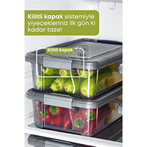 6 Adet Kilitli Jumbo Boy Erzak Saklama Kabı Buzdolabı Düzenleyici 6 Lt.-derin Dondurucu