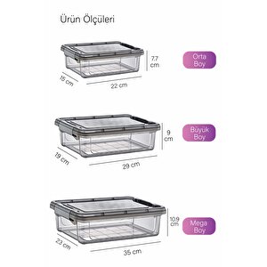 8 Li Kilitli Erzak Saklama Kabı Buzdolabı Düzenleyici (4x1,5 Lt. 2x3 Lt. 2x6 Lt)-derin Dondurucu