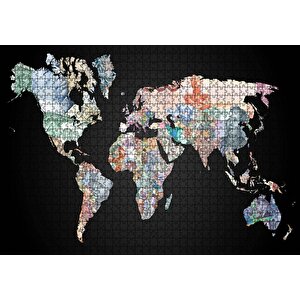 Dünya Hatitası Ve Para Birimleri Görseli Puzzle Yapboz Mdf Ahşap 1000 Parça