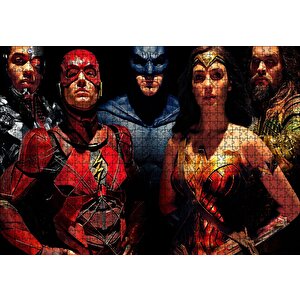 Wonder Woman Aquaman Batman Flash Cyborg Puzzle Yapboz Mdf Ahşap 1000 Parça