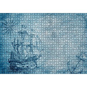 Orta Dünya Haritası Ve Yelkenli Gemi Puzzle Yapboz Mdf Ahşap 1000 Parça