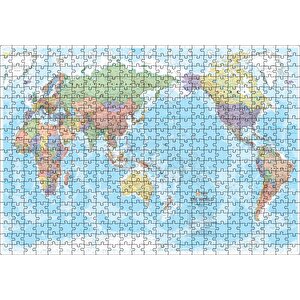 Modern Ve Güncel Dünya Haritası Puzzle Yapboz Mdf Ahşap 500 Parça