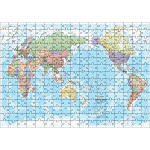 Modern Ve Güncel Dünya Haritası Puzzle Yapboz Mdf Ahşap 255 Parça