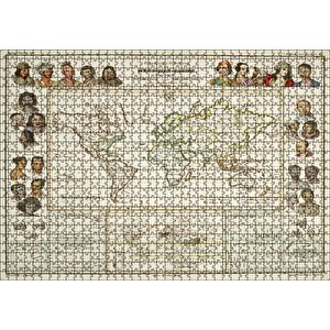 Antropolojik Eski Dünya Haritası Puzzle Yapboz Mdf Ahşap 1000 Parça