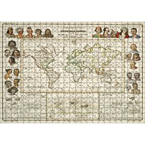 Antropolojik Eski Dünya Haritası Puzzle Yapboz Mdf Ahşap 500 Parça