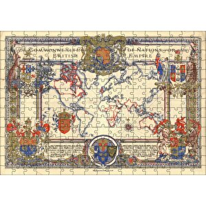 İngiliz Milletler Topluluğu Ve Dünya Haritası 1937 Puzzle Yapboz Mdf Ahşap 255 Parça