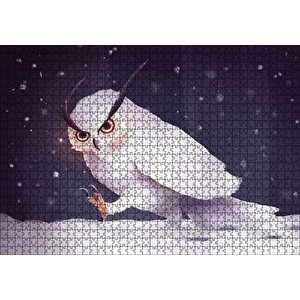 Sinirli Kar Baykuşu Puzzle Yapboz Mdf Ahşap 1000 Parça