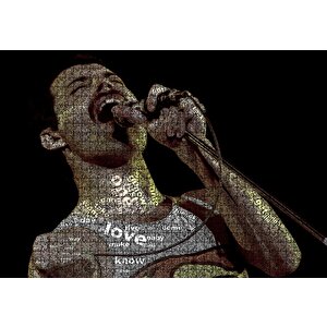 Freddie Mercury Üzerinde Şarkı Sözleri Puzzle Yapboz Mdf Ahşap 1000 Parça