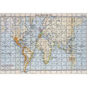 Keşifler Çağı Dünya Haritası 1340-1600 Arası Puzzle Yapboz Mdf Ahşap 255 Parça