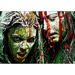 Su Sıçramalarına Damlacıklı Boyalı Kızlar Görseli Puzzle Yapboz Mdf Ahşap 120 Parça