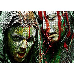 Su Sıçramalarına Damlacıklı Boyalı Kızlar Görseli Puzzle Yapboz Mdf Ahşap 1000 Parça