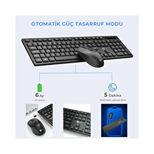 Lenovo Lecoo Kw201 Kablosuz Türkçe Siyah Q Klavye & Mouse Set Siyah