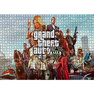 Cakapuzzle  Gta 5 Oyun Posteri Tüm Karakterler Puzzle Yapboz Mdf Ahşap