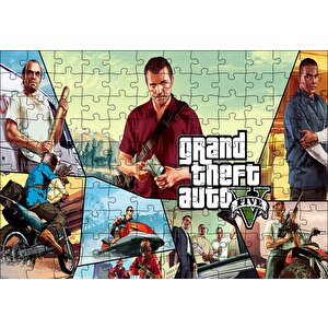 Gta 5 Michael Franklin Ve Trevor Kompozisyon Puzzle Yapboz Mdf Ahşap 120 Parça