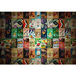 Film Afişlerinden Oluşan Kompozisyon Puzzle Yapboz Mdf Ahşap 255 Parça