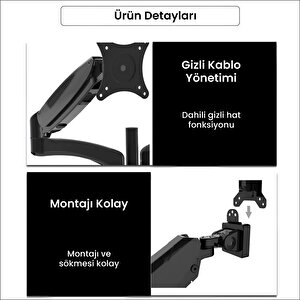 Npo Std222 Çift Kol Monitör Tutucu - Beyaz
