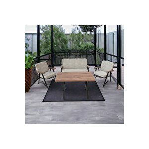 2 1 1 Masalı Bahçe Balkon Mutfak Takımı Krem