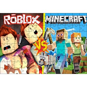 Roblox Ve Minecraft Çizgi Film Görseli Puzzle Yapboz Mdf Ahşap 120 Parça