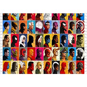 Tüm Süper Kahramanlar Vesikalık Puzzle Yapboz Mdf Ahşap 500 Parça