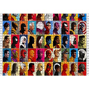 Tüm Süper Kahramanlar Vesikalık Puzzle Yapboz Mdf Ahşap 1000 Parça