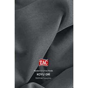 1x3 Sık Pile Narden Soft Koyu Gri 2 Adet Fon Perde Kırlent Kılıfı + Bağlama Kuşağı Hediye 95x265 cm