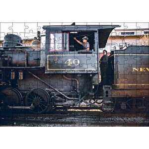 Buharlı Tren Ve Makinisti Puzzle Yapboz Mdf Ahşap 120 Parça