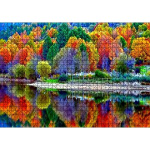 21 Eylül Sonbahar Göl Görseli Puzzle Yapboz Mdf Ahşap 1000 Parça