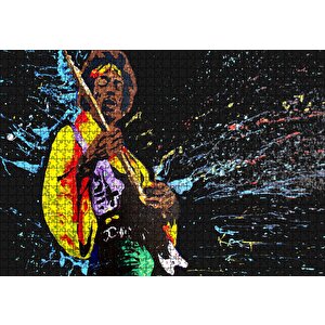 Jimi Hendrix Gitar İllüstrasyon Puzzle Yapboz Mdf Ahşap 1000 Parça