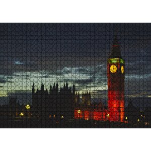 Akşam Karanlığında Big Ben Saat Kulesi Puzzle Yapboz Mdf Ahşap 1000 Parça