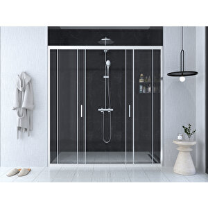 162 Cm 2 Sabit 2 Sürgü İki Duvar Arası Şeffaf Cam Parlak Profil 6mm 162 cm