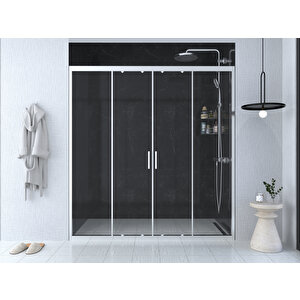 169 Cm 2 Sabit 2 Sürgü İki Duvar Arası Şeffaf Cam Parlak Profil 6mm 169 cm