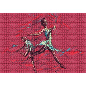 Hareketli Balerin Djital Sanat Resmi Puzzle Yapboz Mdf Ahşap 1000 Parça