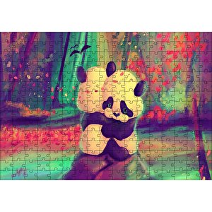 İki Pandanın Kucaklaşması Doğa Yağlı Boya Resmi Puzzle Yapboz Mdf Ahşap 255 Parça