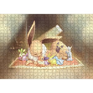 Pokemon Ailesi Rockruff Görseli Puzzle Yapboz Mdf Ahşap 500 Parça