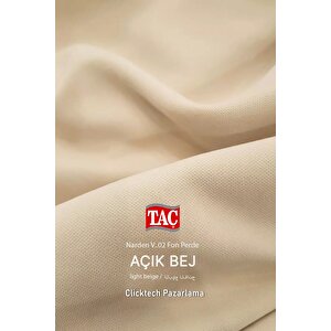 Fon Perde 1x3 Sık Pile Narden Soft Bej 2 Adet Kırlent Kılıfı + 2 Adet Bağlama Kuşağı Hediye 90x260 cm