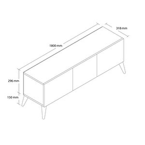 1250 Eli̇sa 3 Kapakli Kulpsuz 180 Cm Ayakli Tv Üni̇tesi̇ Beyaz