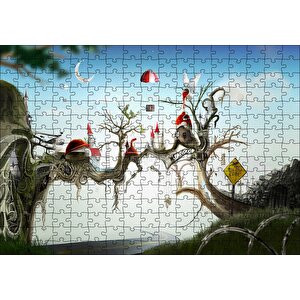 Hayaller Ülkesi Şatolar Arasındaki Köprü Puzzle Yapboz Mdf Ahşap 255 Parça